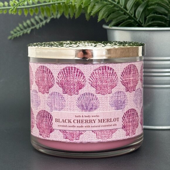 BBW Black Cherry Merlot Bath & Body Works 3 Wick Candle - Picture 1 of 10